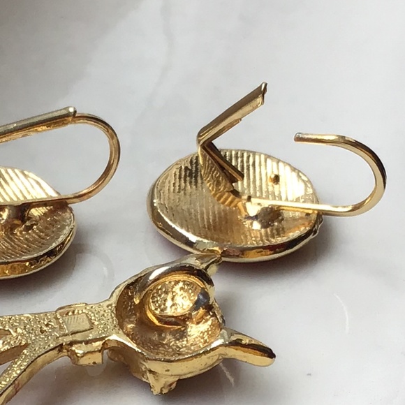 Vintage Cat Pendant & Pierced Earring Set - Picture 12 of 12